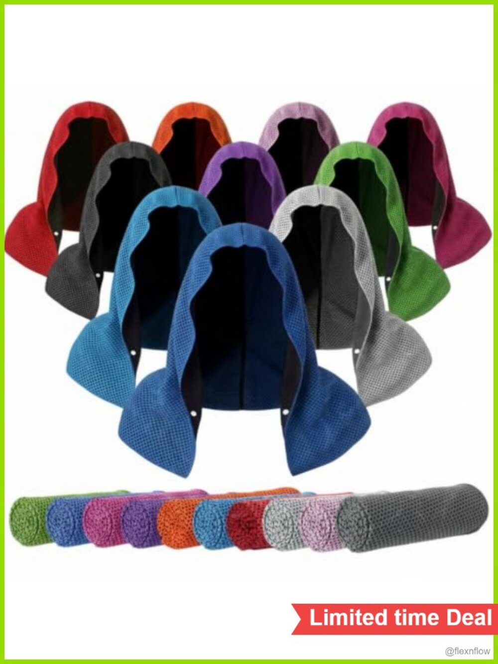 Microfiber Cooling Towel Set 20 Pc Hoodie Neck Face Quick Dry